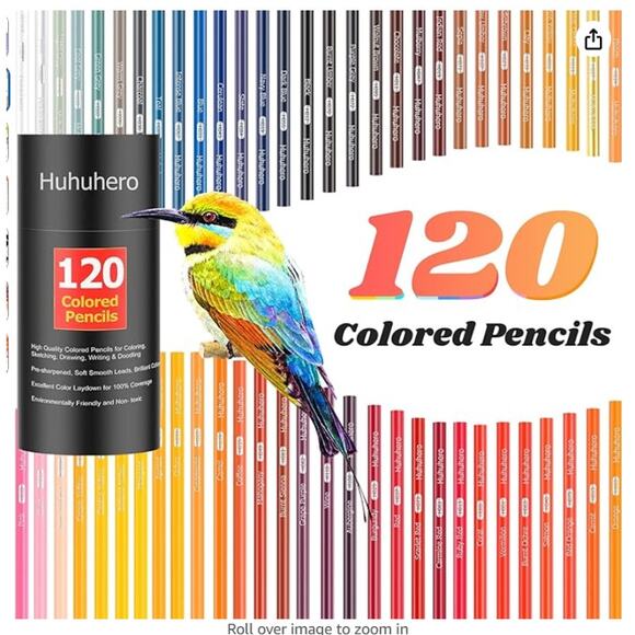120 pc. Soft Core Oil Based Coloring pencils No Repeated Colors & color chart - Picture 1 of 7